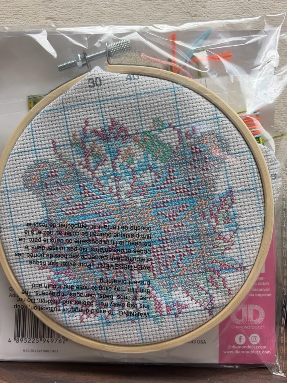 Diamond Supply Co. Blue Butterfly Cross Stitch Hoop Kit - Picture 2 of 2